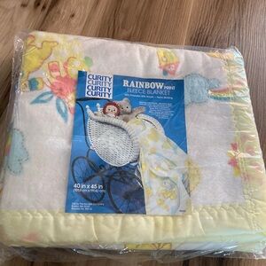 Vintage CURITY Baby Fleece Blanket Rainbow Print  Kendal 1979 New